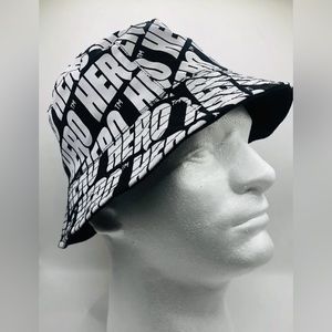 Hero Bucket Hat All Over Print Black White Reversible Adult One Size Fits Most